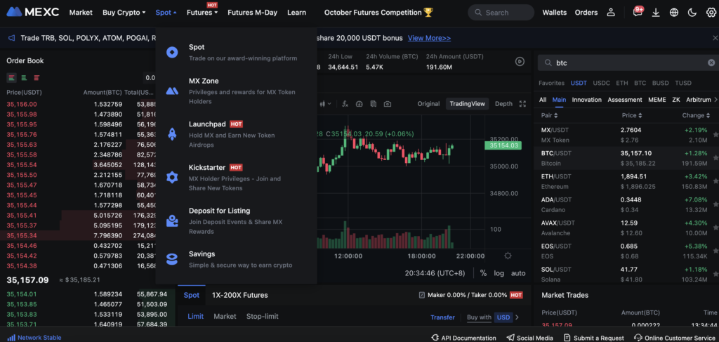 MEXC spot trading tutorial